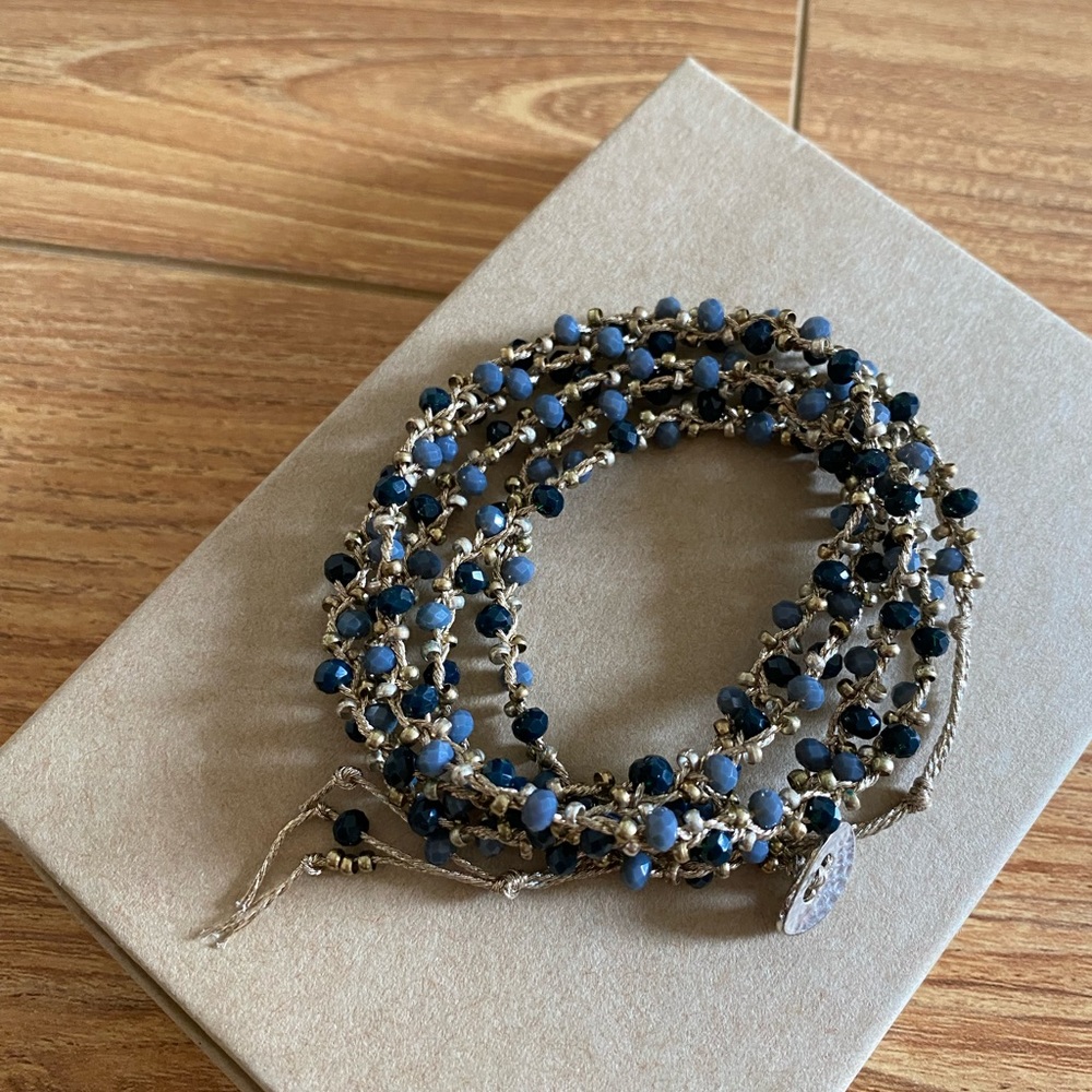 Lucky Brand Blue Beaded Wrap Bracelet